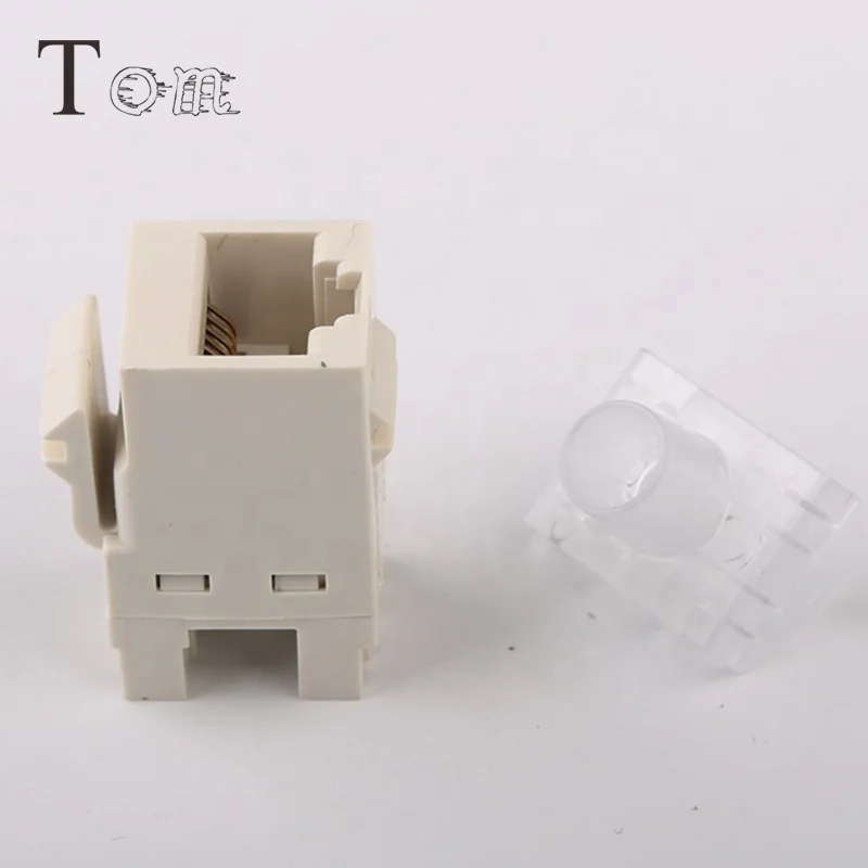TOM-KJ-5 CAT5E/C6 UTP keystone jack 110IDC type, 180 degree telecom communication White Wall Module Cat6 RJ45 UTP Keystone Jack
