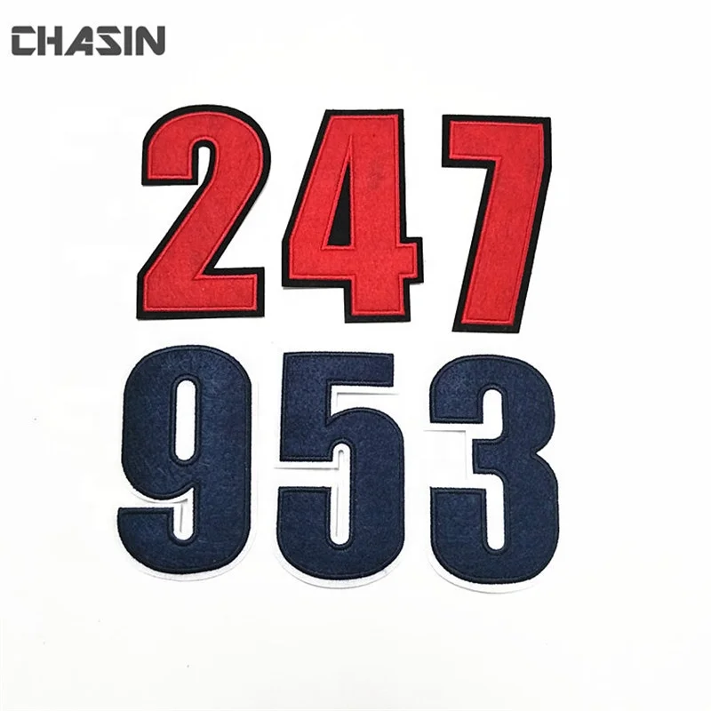 Cheap Heat Press Twill Embroidered Number Patch For Jerseys