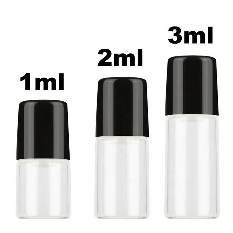 Wholesale mini 1ml 2ml 3ml 5ml glass roll on bottle with metal roller