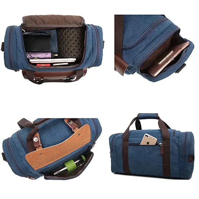 
Leather Overnight Bag Travel Carry on Duffel Sports Weekend Tote Bags 