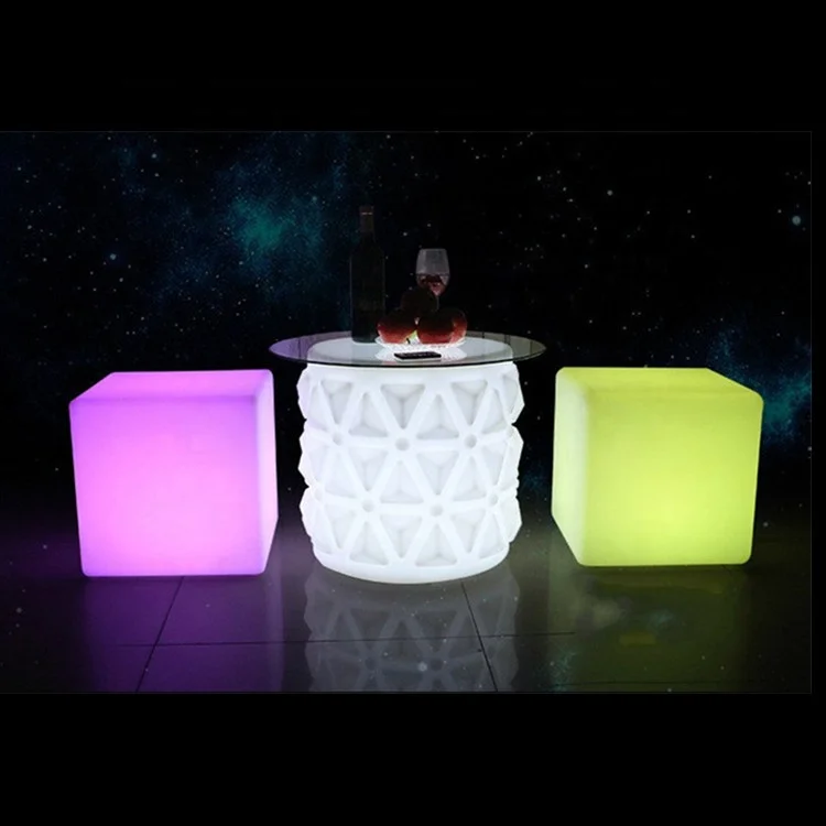 Shenshar LED Lighting Event Bar Furniture LED Cube Seat Party Luminous Outdoor Furniture Cube Stool Table