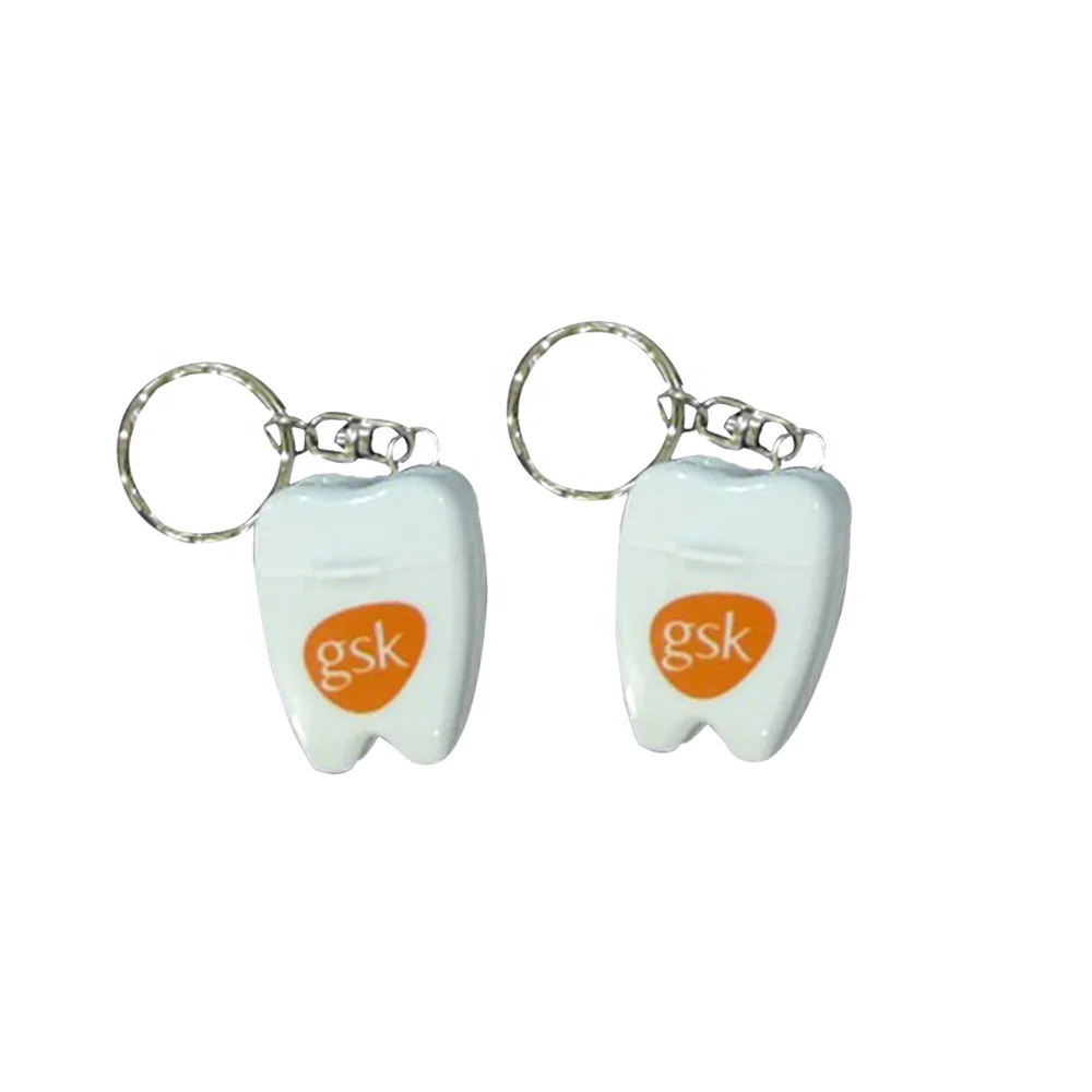 20m Toothshape Dental Floss with Key Chain with Waxed and Mint flavor