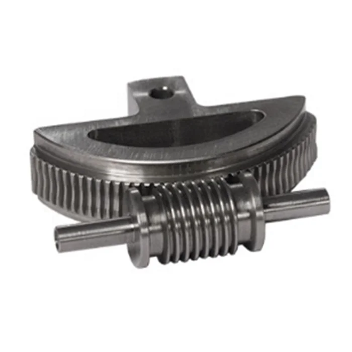 
custom alloy worm drive fan shaped arc sector segment gear set for robot or machine opening and closing switch mechanism 