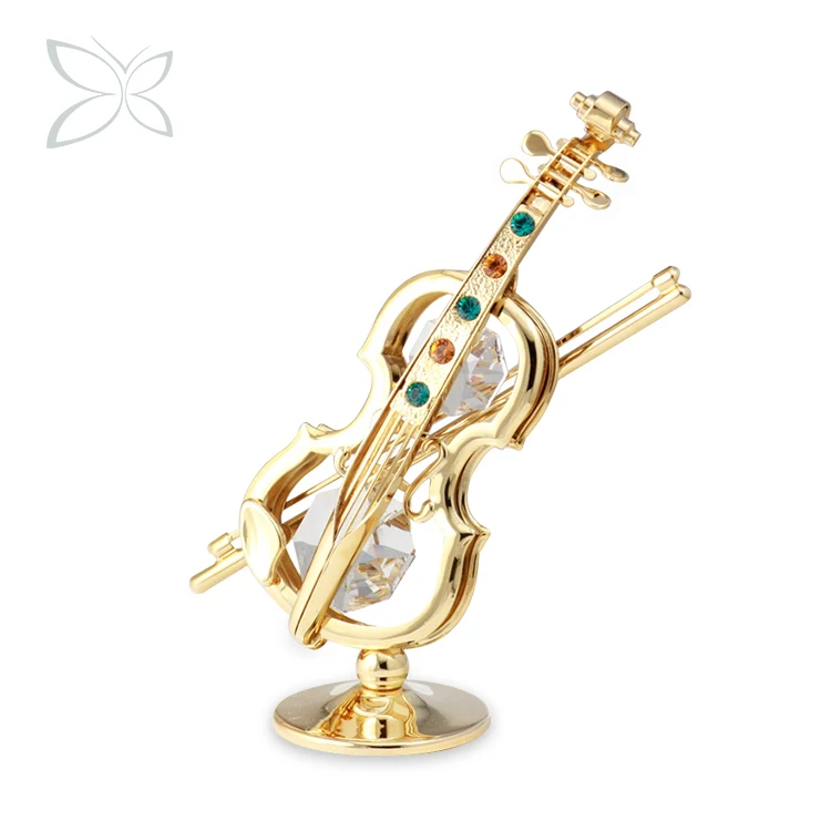 Crystocraft 24K позолоченная металлическая фигурка скрипки коллекционная с кристаллами бриллиантовой резки музыкальный
