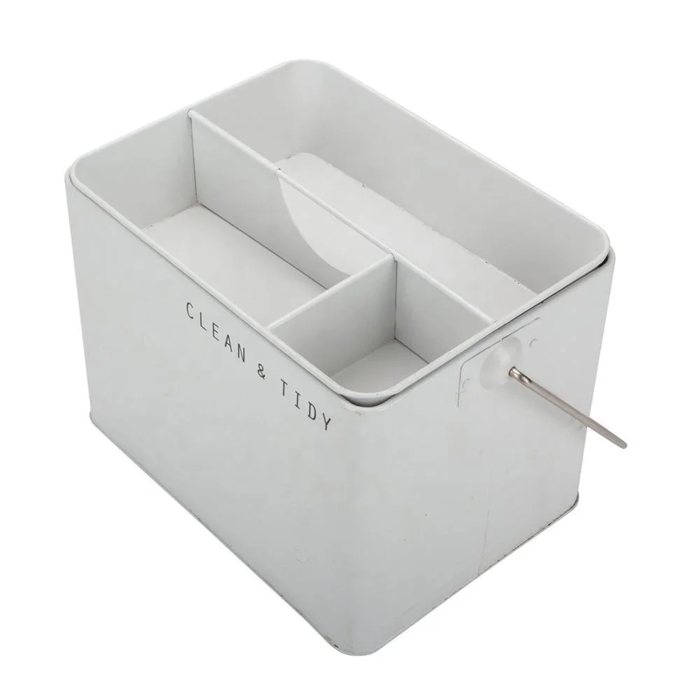 Powder Coating Cream Color Metal Housekeepers Box House Cleaning Caddy Tool Carry Box