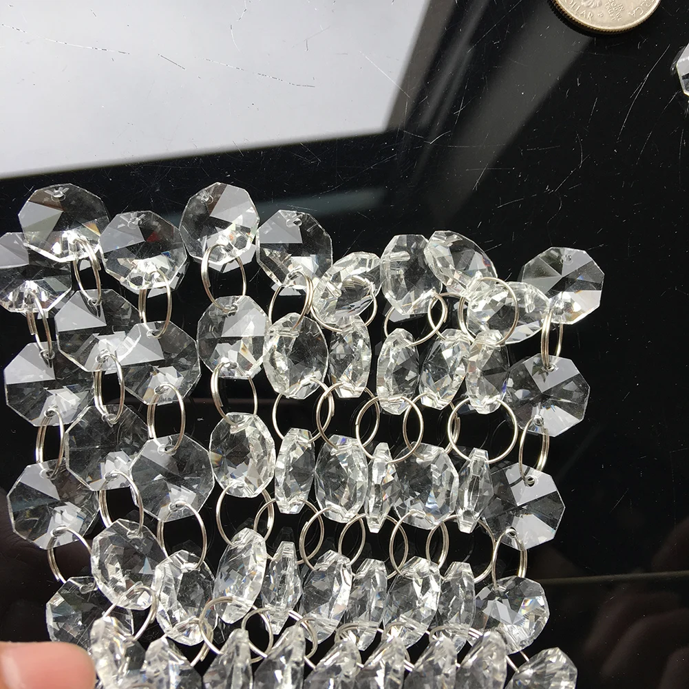 Handmade Glass Art Clear Beads Chain Chandelier k9 Crystal Suncatcher DIY Hanging Prism Decor Faceted Home Decor