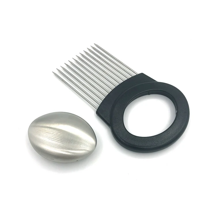 
Home use stainless steel and plastic onion holder onion cutter 