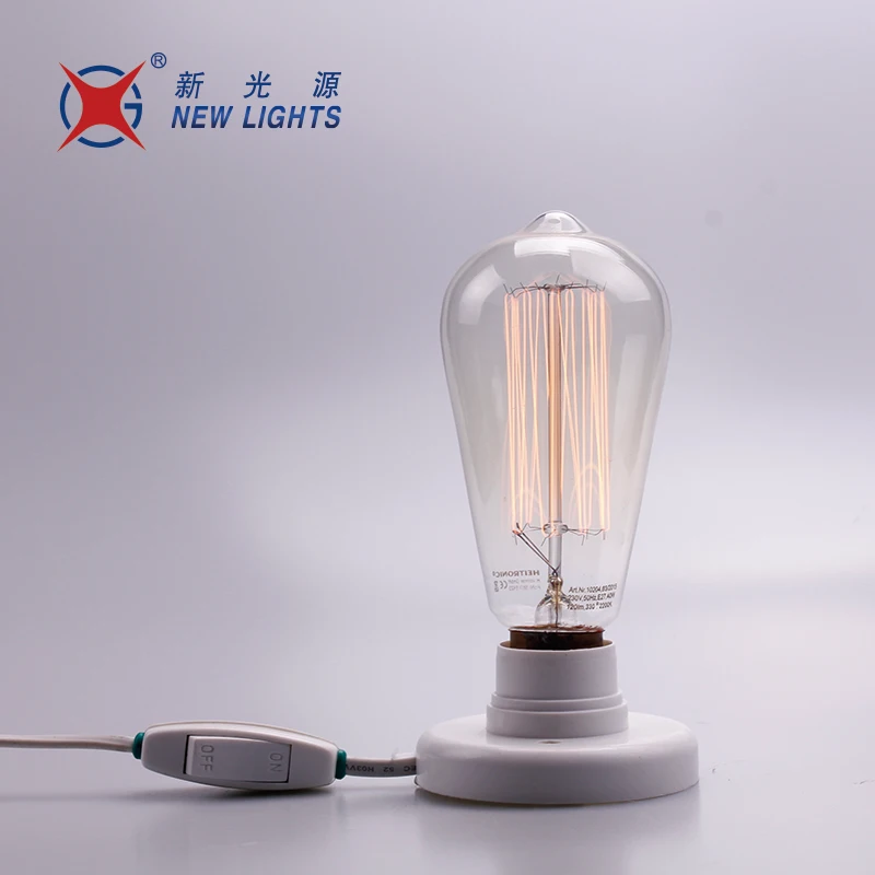 Оптовая продажа китайского производства e27 янтарного стекла лампы 40 w 60 w ST58 st64 Эдисон лампочка