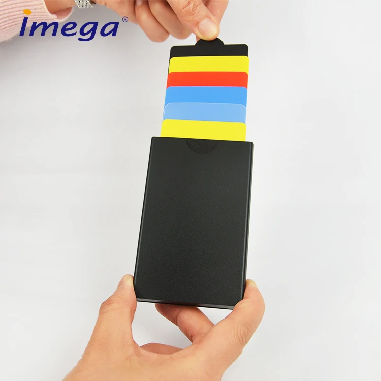 пользовательские кожа металл, акрил пластиковые мужские кнопка кредитной RFID Блокировка картона бизнес-bin держателя карты