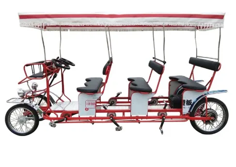 RENTAL SIGHTSEEING EX-SIZE 6PERSONS  4WHEELS  SURREY BIKE WITH LED LIGHT AND FRONT BABY SEAT QUADRICYCLE