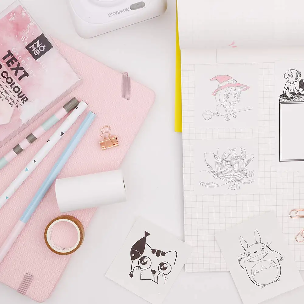 Glossy Printable Sticker Paper White Direct Thermal Paper Self-Adhesive 57 x 30mm for Portable Pocket Mobile Printer