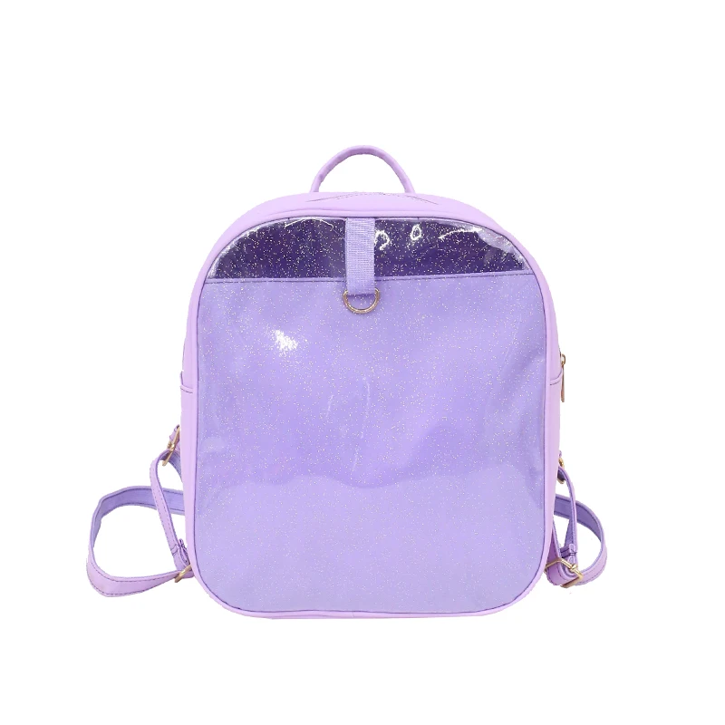 
custom Ita bag design women transparent backpack clear PVC candy leather backpack for girls 