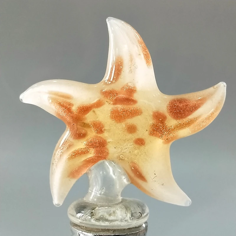 decorative colorful seastar murano glass wine bottle stopper