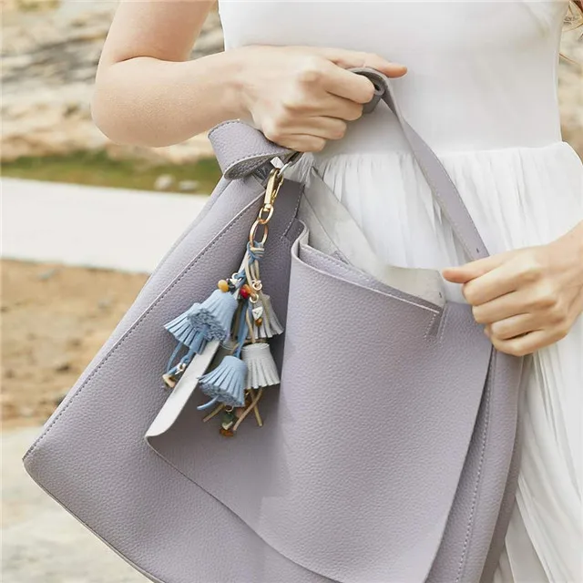 Оптовая продажа, модный кожаный брелок с кисточкой, Сумка с кисточкой, брелок для ключей, ПУ брелок для сумки