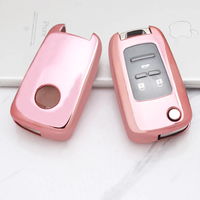 Pink TPU Key Fob Cover Case Remote Holder Skin Protector Jacket for Chevy Chevrolet Equinox Camaro car key chevrolet
