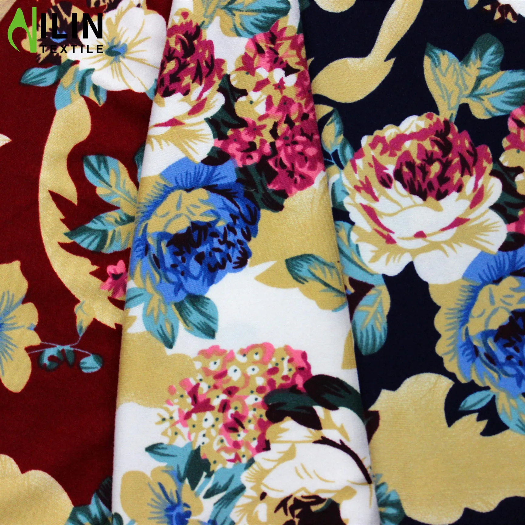 Light and breathable 150gsm Colorful peach legging fabric Brush DTY floral printed fabric for women dress