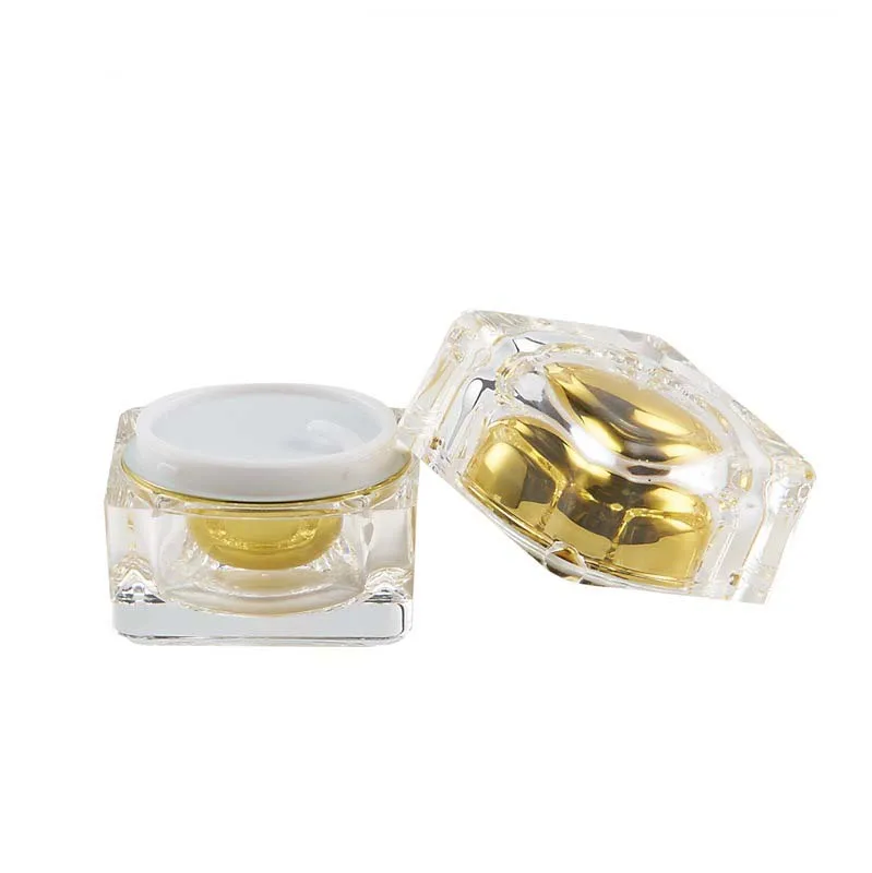 
Wholesale Empty Gold Acrylic Cosmetic Square Jar 