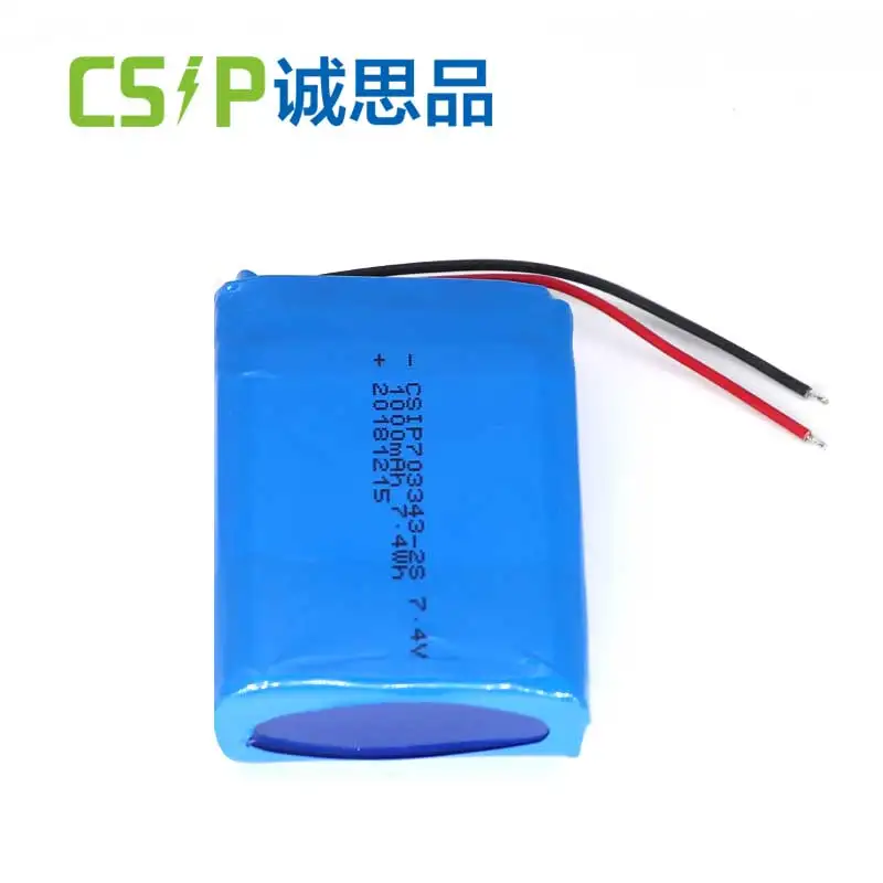 
7.4v lithium polymer battery pack 1000mAh 2S1P 703343 lipo battery 