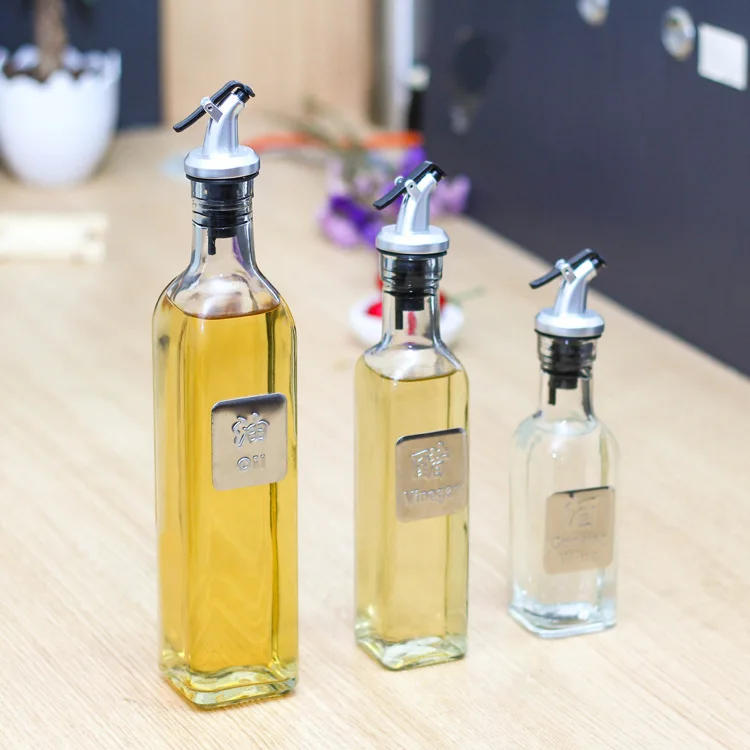 
500ML Round Glass Olive Oil Bottle Vinegar Sauce Bottle for Oiler Cruet, 250ML 100ML 1000ML 