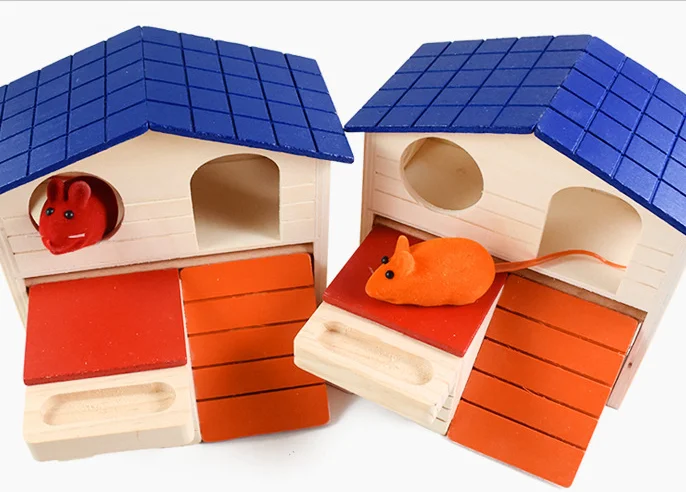 
C&C Pet Small Animal Hideout Hamster House Deluxe Two Layers Wooden Hut Play Toys Chews 