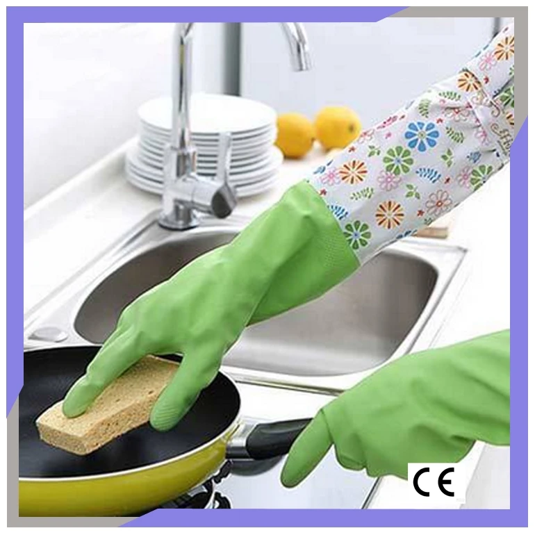 
Anti-allergic Long Sleeve PVC Rubber Household Cleaning Gloves 