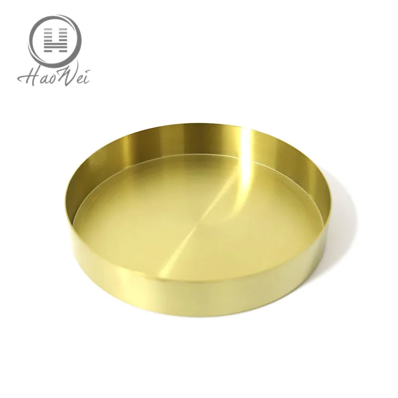 3 sizes round gold stainless steel candy tray metal jewelry storage tray