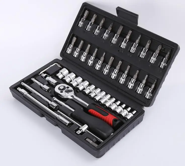 46 in 1 ratchet wrench sleeve repair tools set auto hand tools household tool set