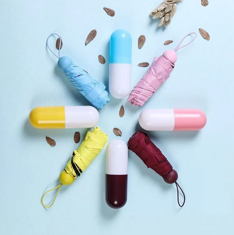 Оптовая продажа пользовательские компактный путешествия мини Капсула карман 5 раз зонтик с чехлом