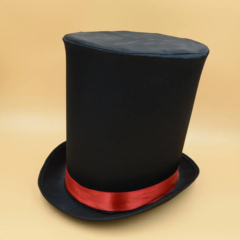 MH-3049 Party Halloween Deluxe Extra Tall Victorian Coachman Silk Satin Black Magician Top Hat
