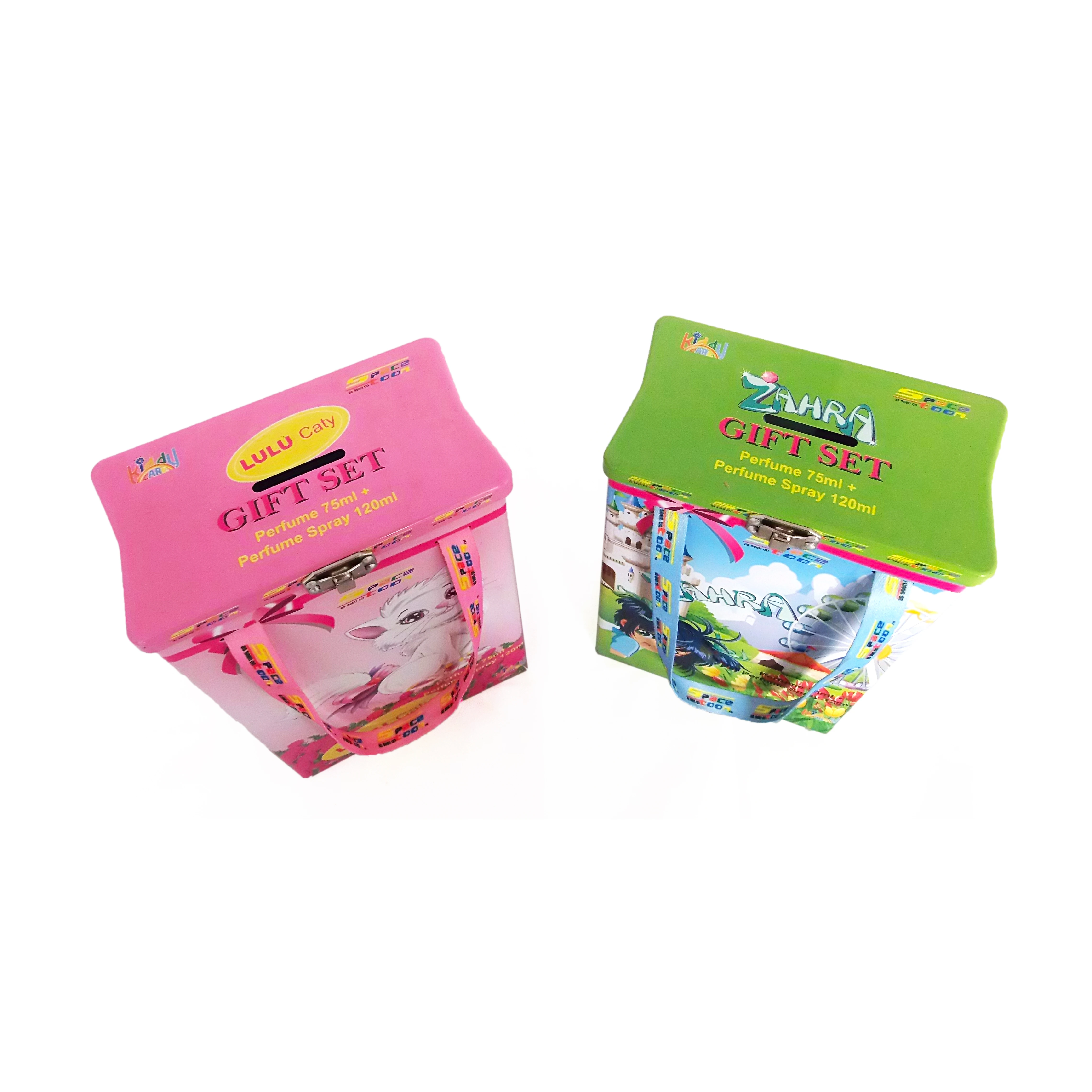 tin can with handle / metal cane hand-held tin case /  tin box for children