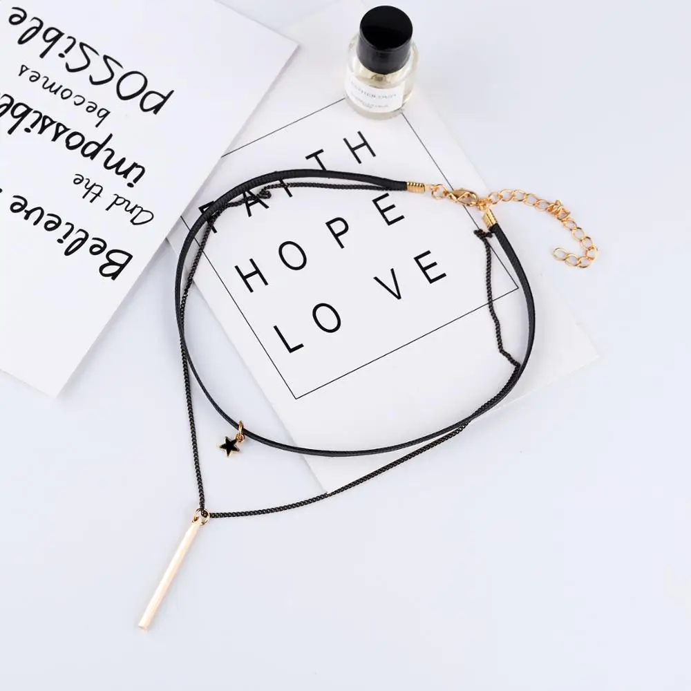 Мода ювелирные изделия Регулируемые Цепи кожаное ожерелье для женщин