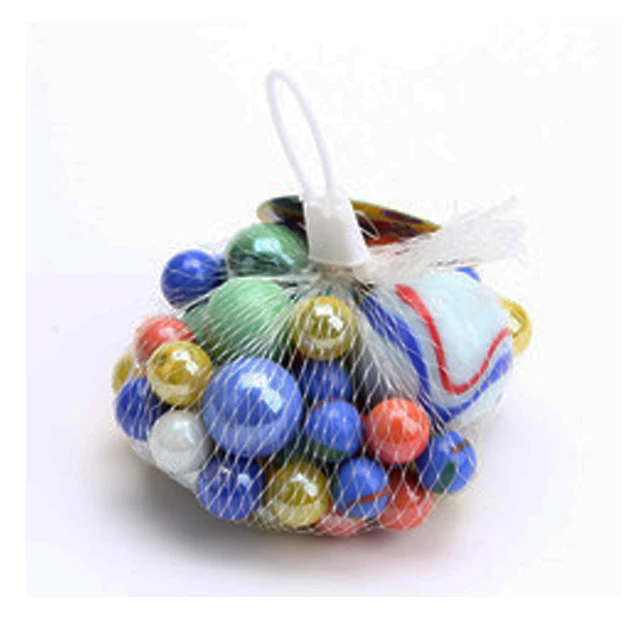 16mm glass ball in mesh bag with a header card