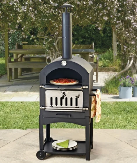 
2018 hot sale steel black powder wood/pellet burning PIzza oven with bigger cooking areas 