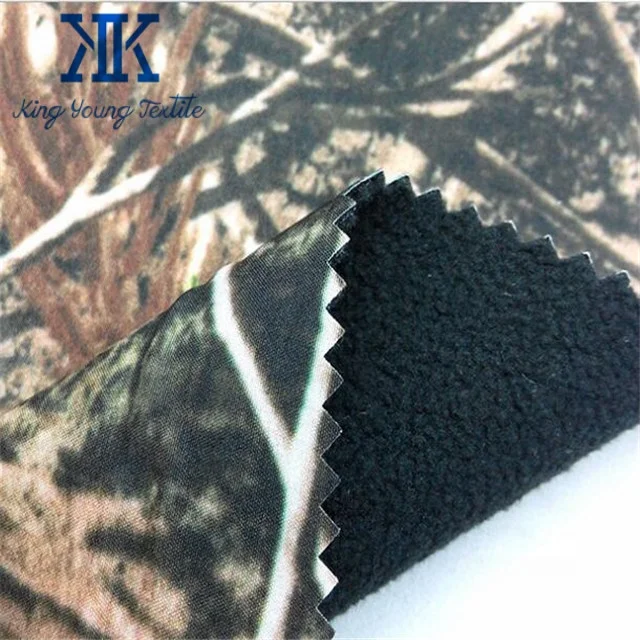 3-слоя Водонепроницаемый дышащий ламинированный с камуфляжным принтом флисовая ткань
