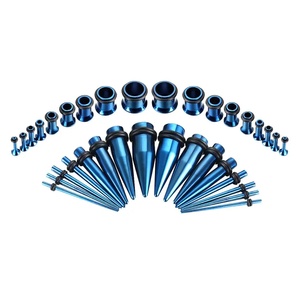 14G-00G 36 Pcs Gauges Kit Ear Stretching Surgical Steel Tunnel Plugs Tapers Piecing Set
