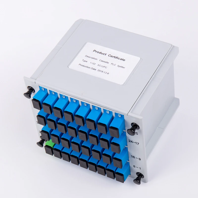 High quality plc splitter 1x2 1x4 1x8 1x16 1X32 1X64 fiber optic cassette splitter for ftth networks