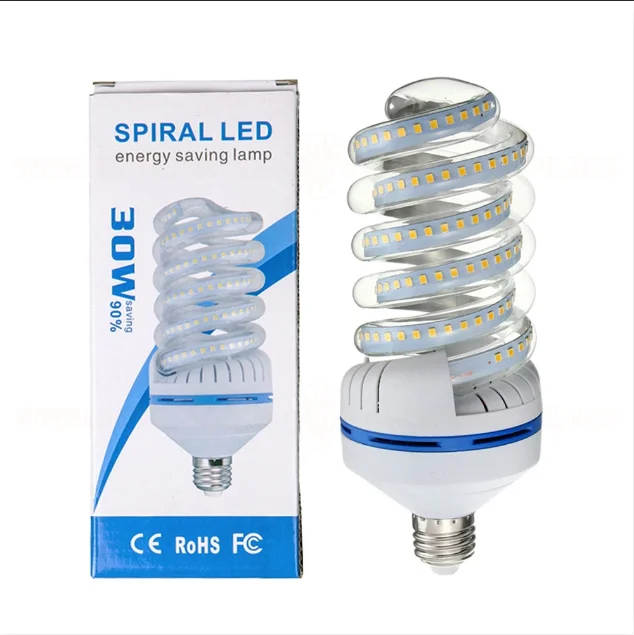 250 Watt Equivalent A19 Spiral LED Bulbs 30W Daylight 6000K LED Corn Light Bulbs 3300LM E26 E27 Base