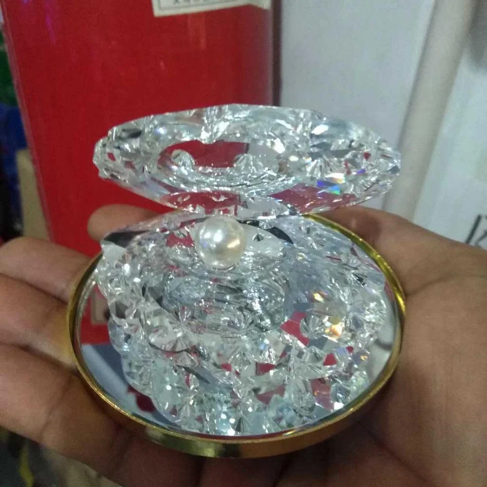 Europe style glass crystal shell shape with pearl for home bedroom decoration ornament wedding favor gift