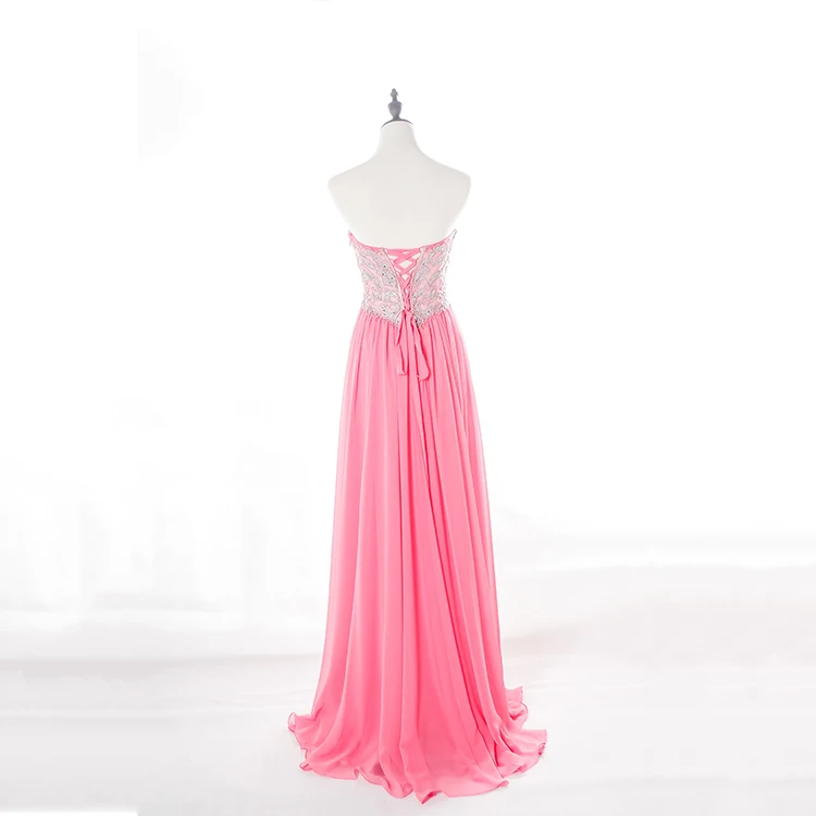 Beautiful beading sequins long wedding party wear luxury pink bridesmaid dress