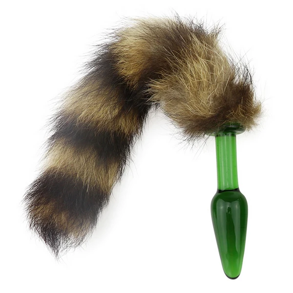 women sex toy crystal glass cat tail anal butt plug
