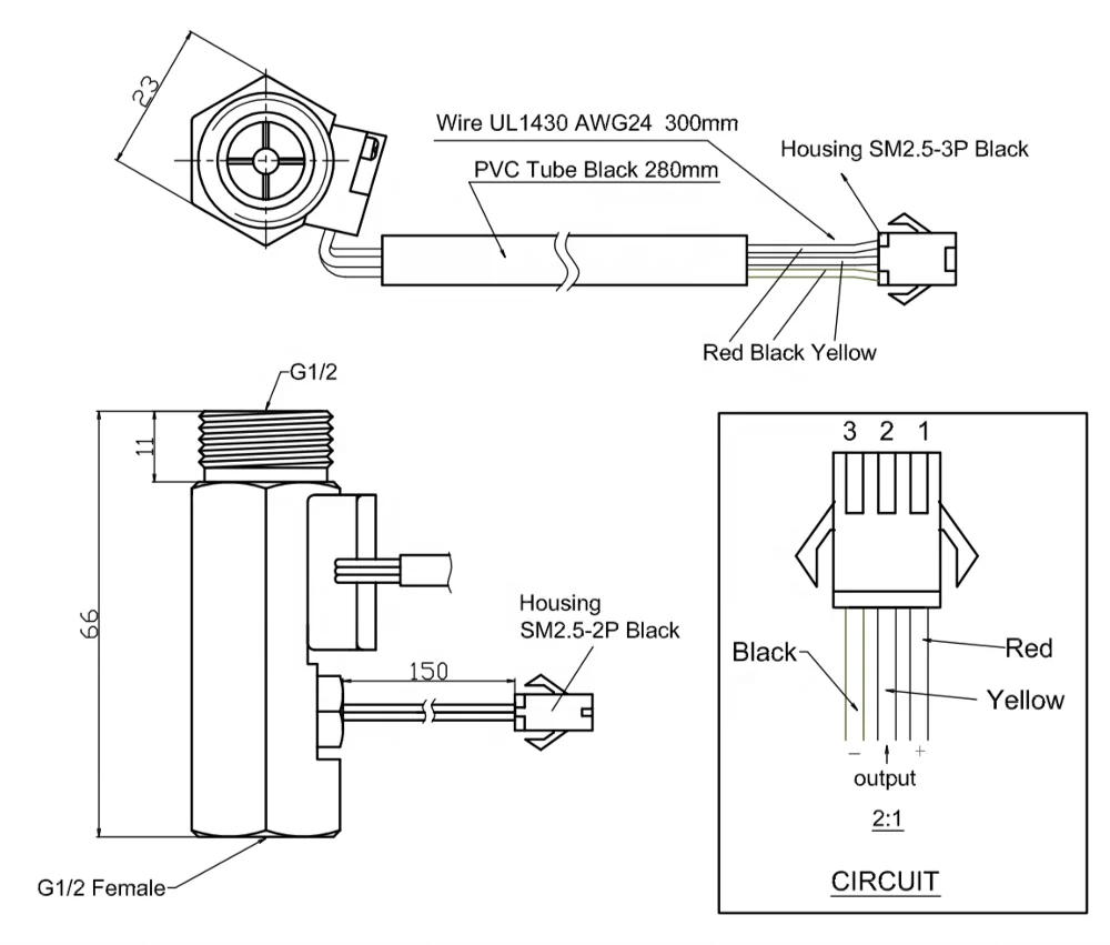 Латунный датчик расхода воды Sunwoald G1/2 дюйма, 1 ~ 20 л/мин, измеритель расхода воды для резервуара с температурой. Датчик