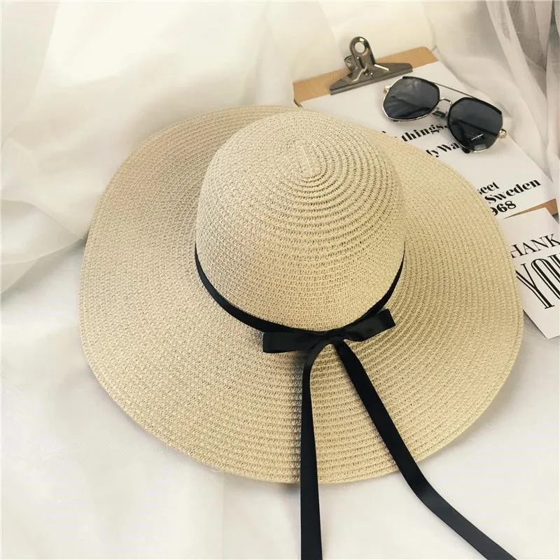 Hot Sale Round  Raffia Wide Brim Straw Hats Summer Sun Hats for Women