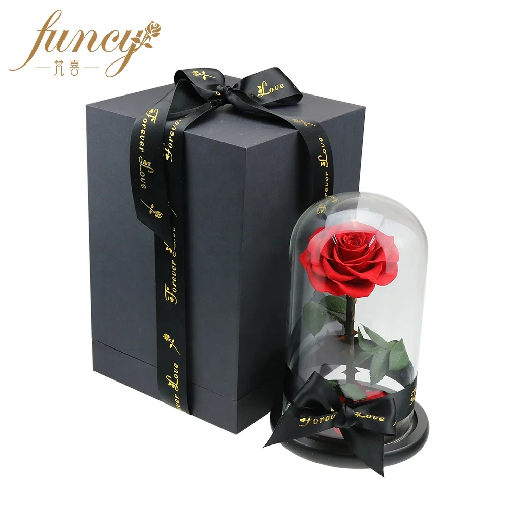 New Product Ideas Luxury Gift Sets Valentine Wedding Favors Eternal Forever Flower Preserved Rose in Glass Dome