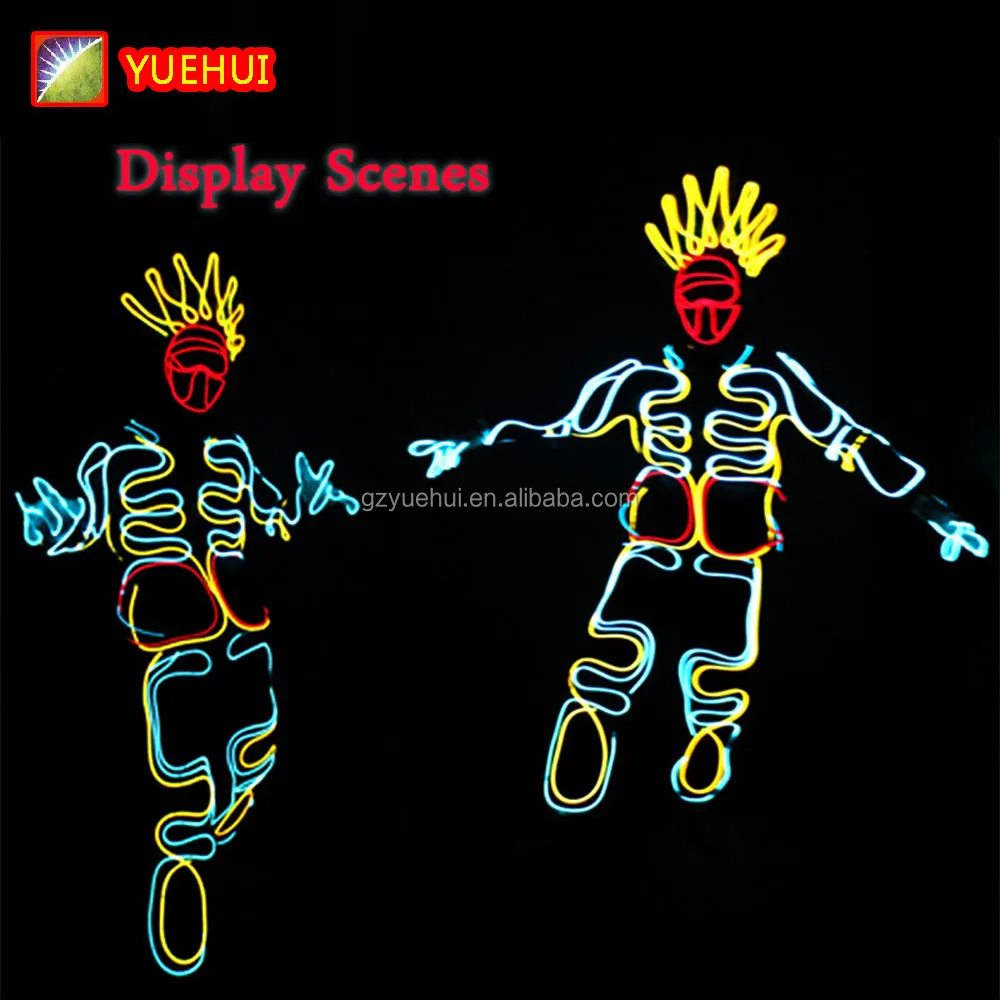 Cold Light Clothing Glowing Costume Carnival EL Indian Luminous EL Wire Suits Men Led Costume Manufacturer Wholesale In Stock