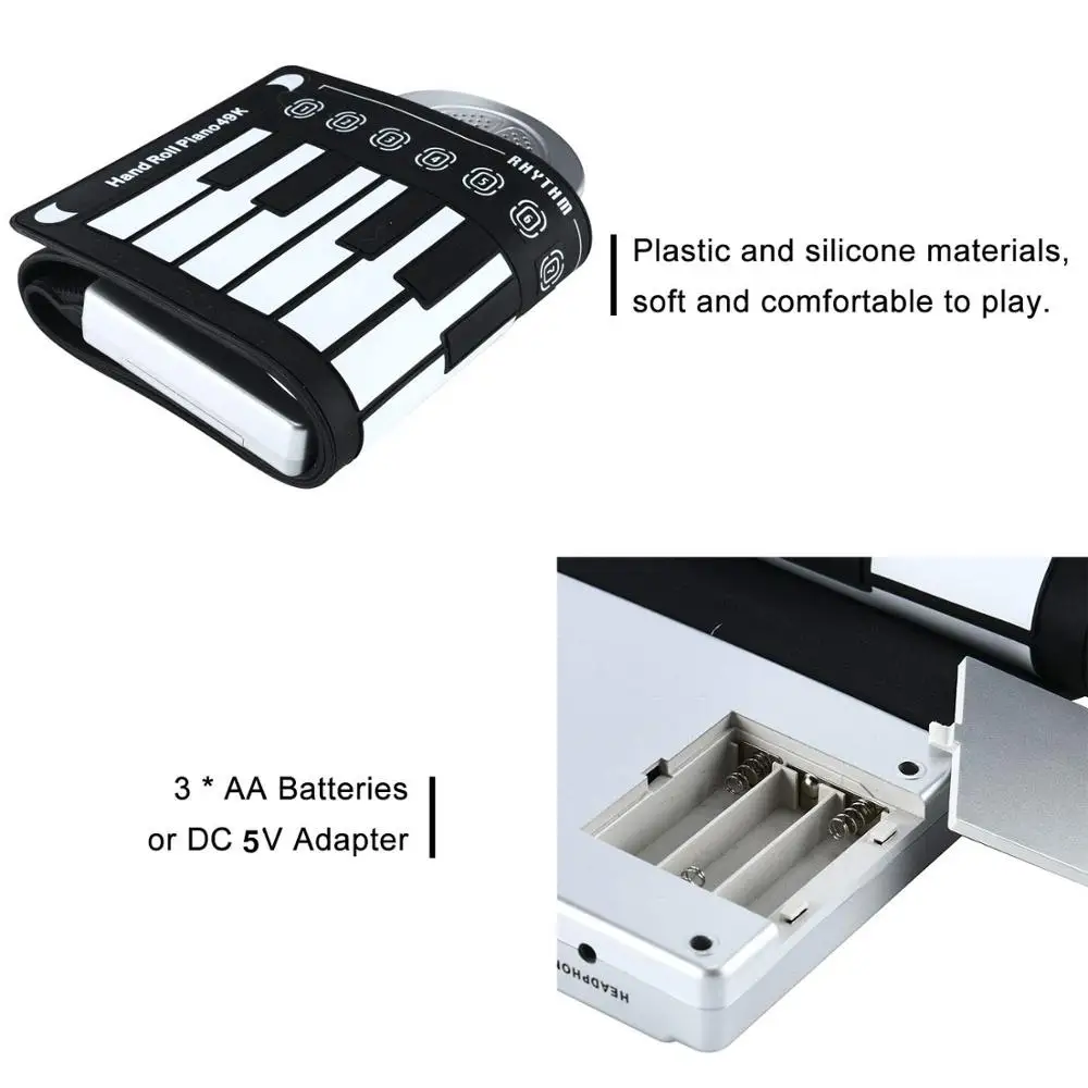 Wholesale Cheap Price Kids Piano Upgrade Portable Flexible 49 Keyboard Digital Hand Roll Up Piano for Leisure and Entertainment