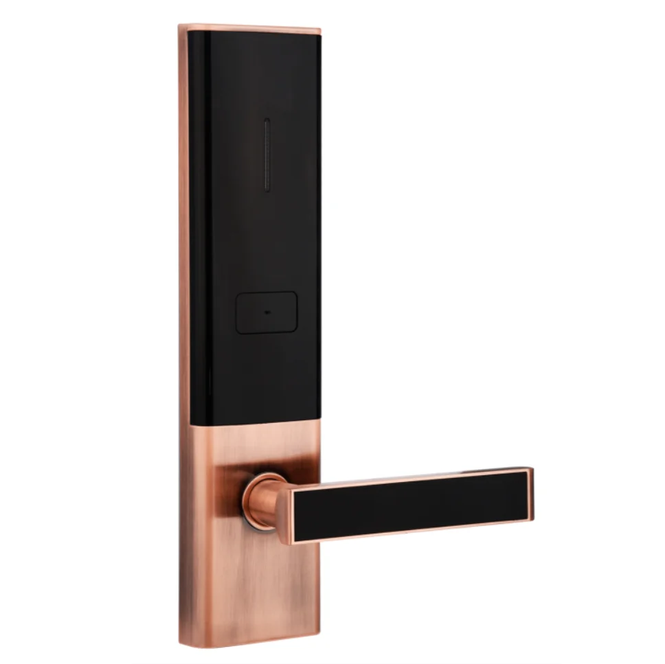 New model high quality zinc alloy RFID hotel key card lock with red bronze color and free software