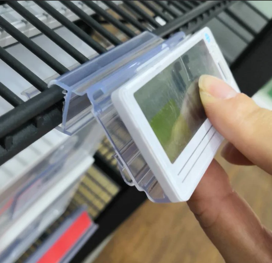 Supermarket esl rail pvc plastic data strip e paper digital  talker display 14.5mm H Double wire shelf electronic label Holder