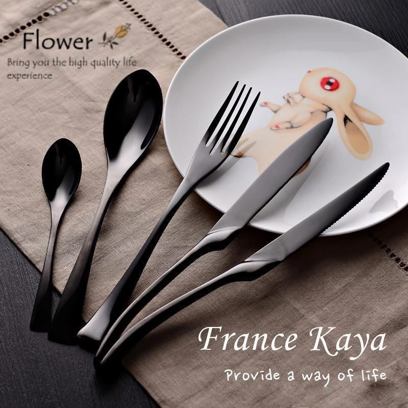 2019 China Manufacturers Fashion Design Elegant Black Stainless Steel 18/10 Cutlery