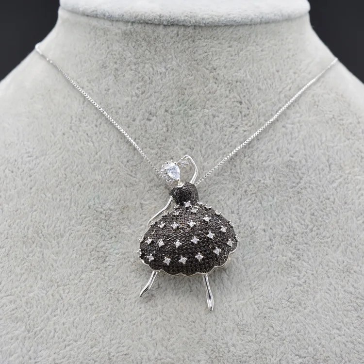 High Quality Cheap Pure Handmade Beautiful 925 Sterling silver Dance gracefully luxury brooch