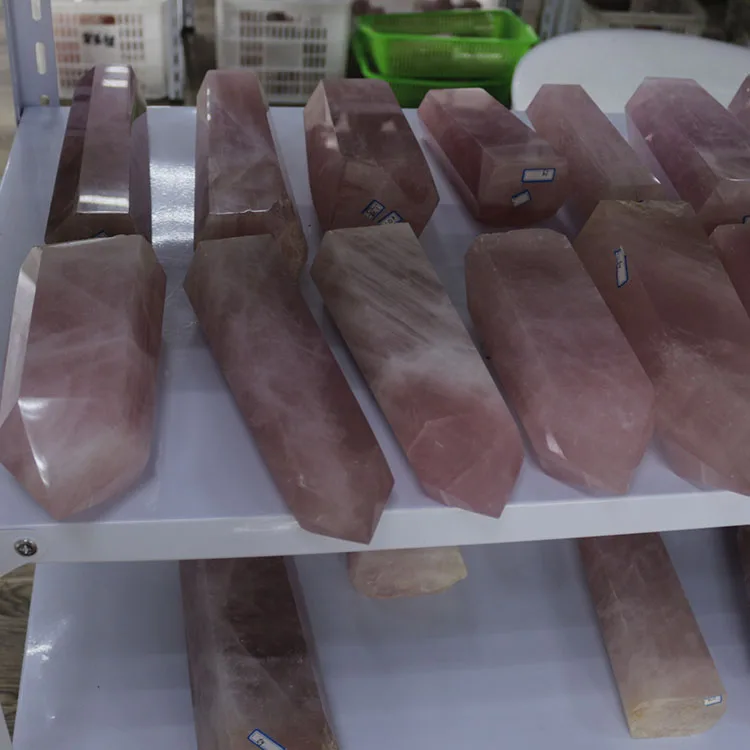 Wholesale factory produce natural pink crystal tower rose quartz crystal point